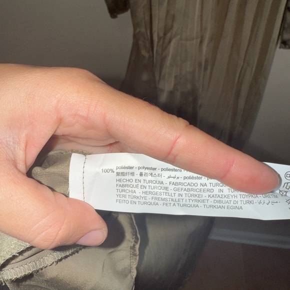 Zara Pleated Beaded Cut Out Satin Dress in Khaki/Sage Green NWT Size Medium - Picture 12 of 12